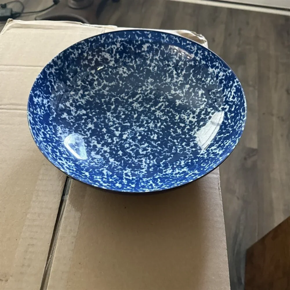 Pier 1 Melamine Bowl Blue Serving Bowl Spongewear Speckle